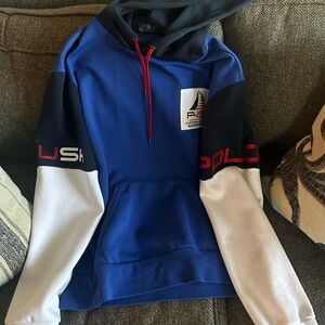 Ralph Lauren Blue and White Hoodie